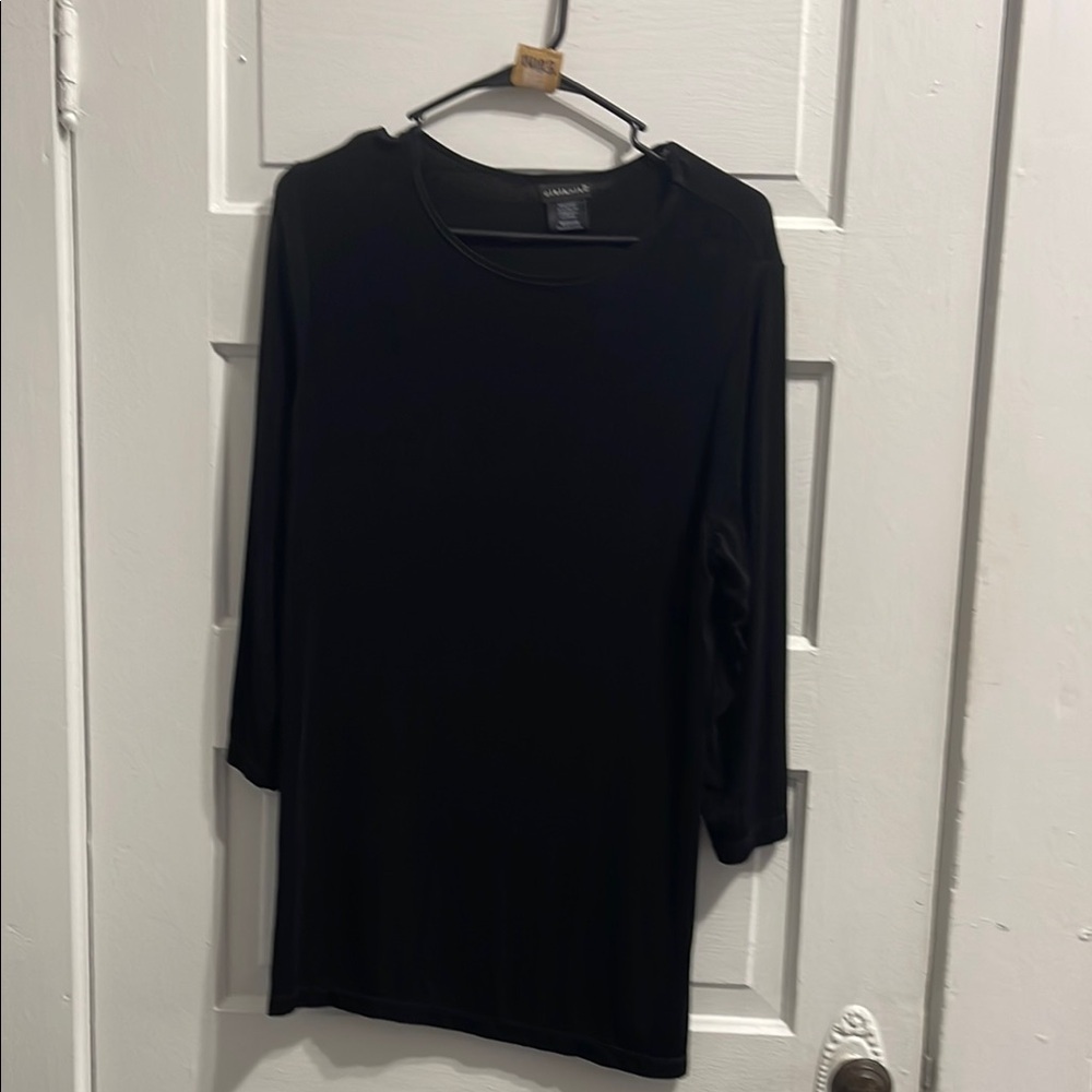 Black Long Sleeve Blouse with Classic Style Tunic size M